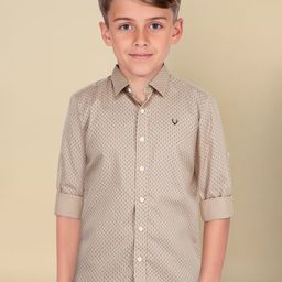 Allen Solly Junior Boys Spread Collar Micro Ditsy Printed Polycotton Slim Fit Casual Shirt-image-99
