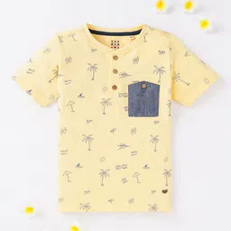 Ed-a-Mamma Boys Conversational Printed Henley Neck Short Sleeves Cotton T-shirt-picture-14
