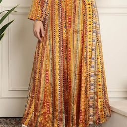 NEUDIS Abstract Printed Flared Maxi Skirts-picture-5