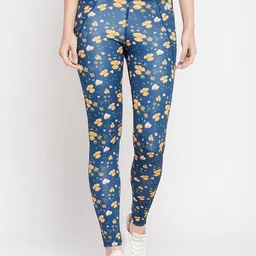 Clovia Floral Print Slim-Fit Ankle-Length Gym Tights-56