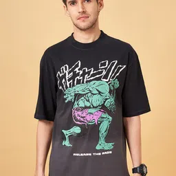 SF JEANS by Pantaloons Round Neck Drop Shoulder Typography Print Oversized Cotton T-shirt-image-24