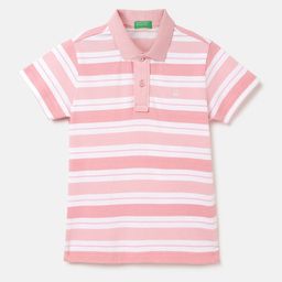 United Colors of Benetton Boys Striped Polo Collar Pure Cotton Pockets T-shirt-image-64