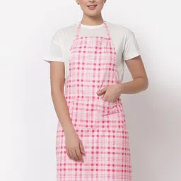 Arrabi Pink Checked Printed Apron-57