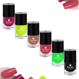 FORFOR Set of 6 Perfect Stay Trendy Fast-Dry Gel Effect Glossy Nail Polish - 5ml each-image-64