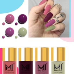 MI FASHION Set Of 4 Smooth Finish Velvet Matte High-Pigmented Nail Polish - 9.9ml Each-27