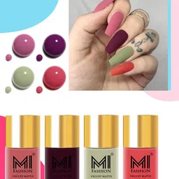 MI FASHION Set of 4 Velvet Matte Nail Polish 9.9 ml Each - Shade 35, 37, 40, 41-image-33