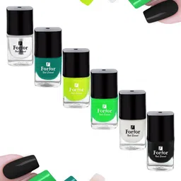 FORFOR Set of 6 Perfect Stay Trendy Safe & Fast Dry Glossy Nail Enamel - 5 ml each-59