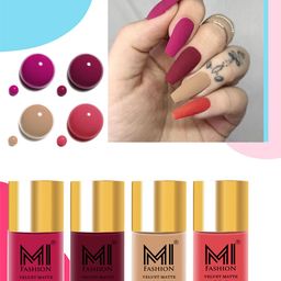 MI FASHION Set Of 4 Smooth Finish Velvet Matte High-Pigmented Nail Polish - 9.9ml Each-37