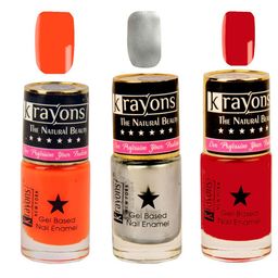 krayons Set Of 3 Gel Based Long Lasting Glossy Nail Polish - 6ml Each-55