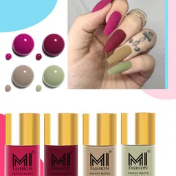 MI FASHION Set of 4 Velvet Matte Nail Polish 9.9 ml Each - Shade 24, 25, 32, 40-49