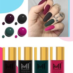 MI FASHION Set of 4 Velvet Matte Nail Polish 9.9 ml Each - Shade 03, 05, 12, 24-29