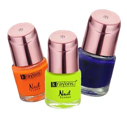 krayons Color Me Crazy Set Of 3 Gel Waterproof & Long Lasting Nail Enamels - 8ml Each - Neon Orange 134 - Neon Yellow 116 & Deep Blue 164-image-4