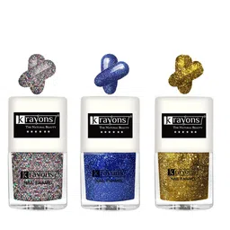 krayons Set Of 3 The Natural Beauty Quick Drying Glitter Nail Enamel - 5ml Each-5