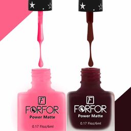 FORFOR Set Of 2 Power Matte Long-Lasting Nail Polishes 6ml each - 108 & 101-3