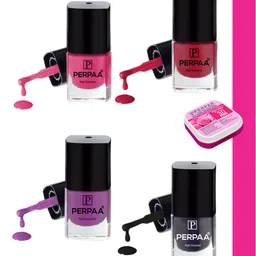 PERPAA Set Of 4 Trendy High-Shine Long-Lasting Non-Toxic Nail Polishes - 5ml Each-36