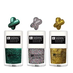 krayons Set Of 3 Glitter Quick-Dry Long-Lasting Nail Paint - 5ml each-11