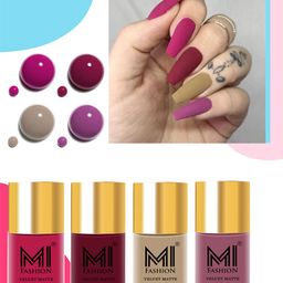 MI FASHION Set Of 4 Smooth Finish Velvet Matte High-Pigmented Nail Polish - 9.9ml Each-20