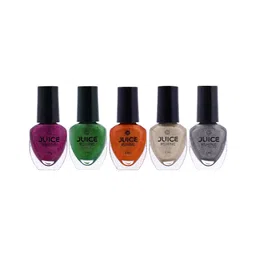 JUICE Set of 5 Shine Metallic Matte High Gloss Pigmented Nail Polish 5 ml each - Combo 16-9