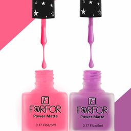 FORFOR Set Of 2 Power Matte Long Lasting Nail Polishes 6ml Each - Shades 101 & 102-1