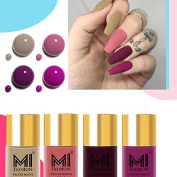 MI FASHION Set of 4 Velvet Matte Nail Polish 9.9 ml Each - Shade 32, 35, 37, 38-image-38