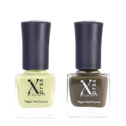 Color Fx Xprss Set Of 2 Vegan Nail Enamels 10 ml Each - Match 308 - Olive Green 309-2