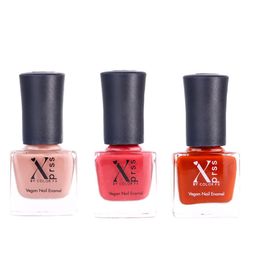 Color Fx Set of 3 Xprss Vegan Long-Lasting Nail Enamels 5 ml Each-Salmon Pink 302 - Strawberry Pink 304 - Rust 305-10
