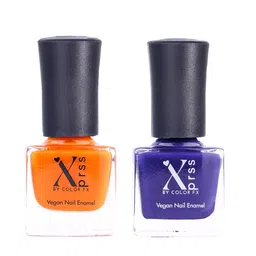 Color Fx Set of 2 Xprss Vegan Long-Lasting Nail Enamels 5 ml Each-Orange 306 - Eggplant Purple 312-38