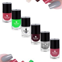 FORFOR Set of 6 Perfect Stay Trendy Safe & Fast Dry Glossy Nail Enamel - 5 ml each-63