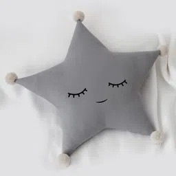 STYBUZZ Kids Grey Star Shaped Cushion With Pom Poms-image-36