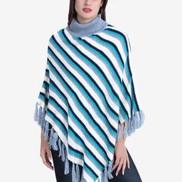 JoE Hazel Women  Striped  Acrylic  Poncho-83