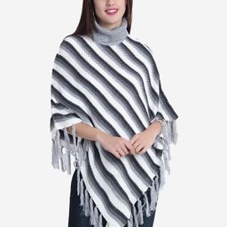 JoE Hazel Women Striped  Acrylic Poncho-85