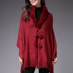 Mafadeny Shawl Collar Poncho-picture-28
