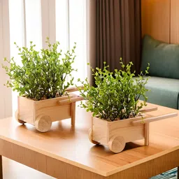 The Better Home Green 2 Pieces Artificial Plants With Pot image 1