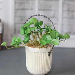 MARKET99 Green & White Artificial Plant With Hanging Pot-19