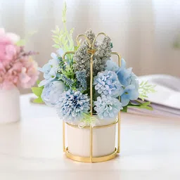 Ekhasa Blue 1 Pieces Dahlia Artificial Flower With Pot-image-45