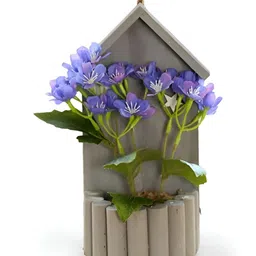 USHA SHRIRAM Purple & Green Hydrangea Artificial Flower With Pot-12