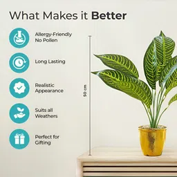 The Better Home Green & Gold Toned 2 Pieces Artificial Plants With Pot image 3