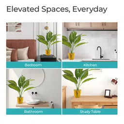 The Better Home Green & Gold Toned 2 Pieces Artificial Plants With Pot image 4