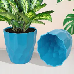 Kuber Industries Green & Blue 6 Pieces Textured Planters Pots-3