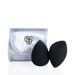 PAC Set of 2 3D Makeup Sponge - Water Drop & Olive Cut + Holographic Pouch-5