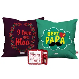 Indigifts 2  Pcs Grandma Never Ending Love & Grandpa Heart Of Gold Pre-Filled Cushion-42