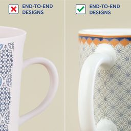 Larah by BOROSIL Premia Series Kosmia White & Grey 2 Pcs Printed Opalware Mugs 320 ml Each image 5