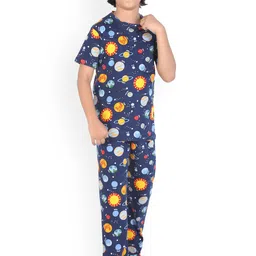 Ninos Dreams Boys Conversational Printed Pure Cotton Night Suit-image-40