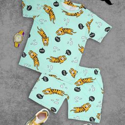 Ninos Dreams Boys Conversational Printed Pure Cotton Night Suit-image-99
