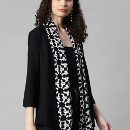 DEEBACO Geometric Printed Open Front Longline Shrug image 2