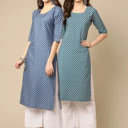 KALINI 2 Women Multicoloured Floral Printed Crepe Kurta-image-26