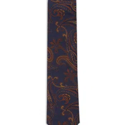 Van Heusen Men Navy Blue & Brown Woven Design Broad Tie-image-94