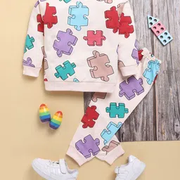Toonyport Kids Printed Round Neck Pure Cotton Sweatshirt With Joggers-image-69