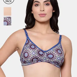 Inner Sense Set-3 Blue & Beige Floral T-shirt Bra-picture-10