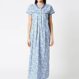 AV2 Women Blue Printed Maxi Nightdress-picture-32